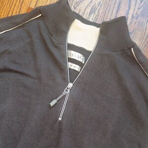 Tehama quarter zip Men's Pima cotton Sweater in Black with Contrast Trim-XL